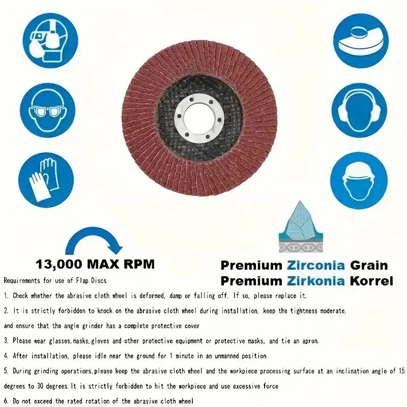 Zirconia Wing Blade 40-120 Grinding Wheel 7 8 Hole Disc Wood