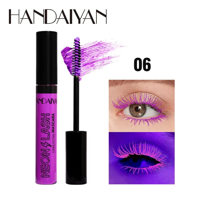 Neon Fluorescent Mascara – Waterproof, Fast Dry, Curling & Lengthening