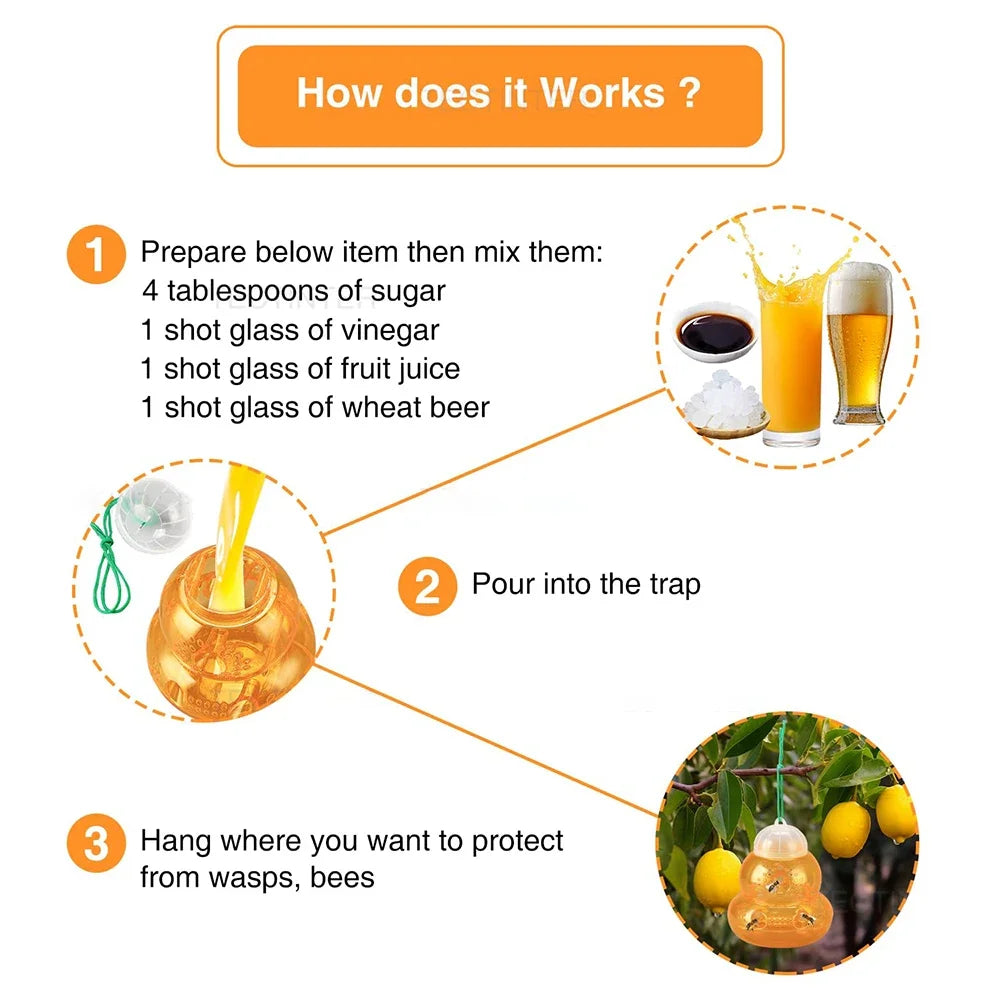 Wasp Trap Outdoor Reusable Portable Wasp Catcher Non-toxic Pest Control Garden Multi-hole Bee Trap for Home Farm Yard Supplies Peaceful Pleasures Health and Wellness