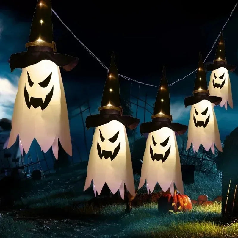 LED Ghost Hanging Lamp Halloween Spooky Decor Haunted House Indoor