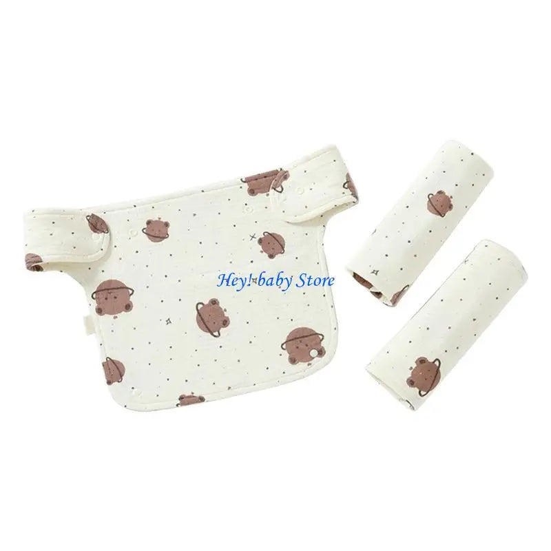 Soft Cotton Baby Drool Bib & Detachable Shoulder Strap Set