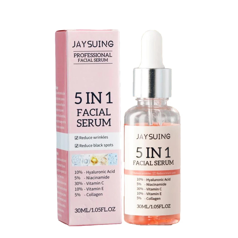 1/2/3pcs 30ml 5 In 1 Face Serum Moisturizing Vitamin C Hyaluronic Acid Facial Serum Shrink Pores Skin Care Peaceful Pleasures Health and Wellness 1pc 30ML