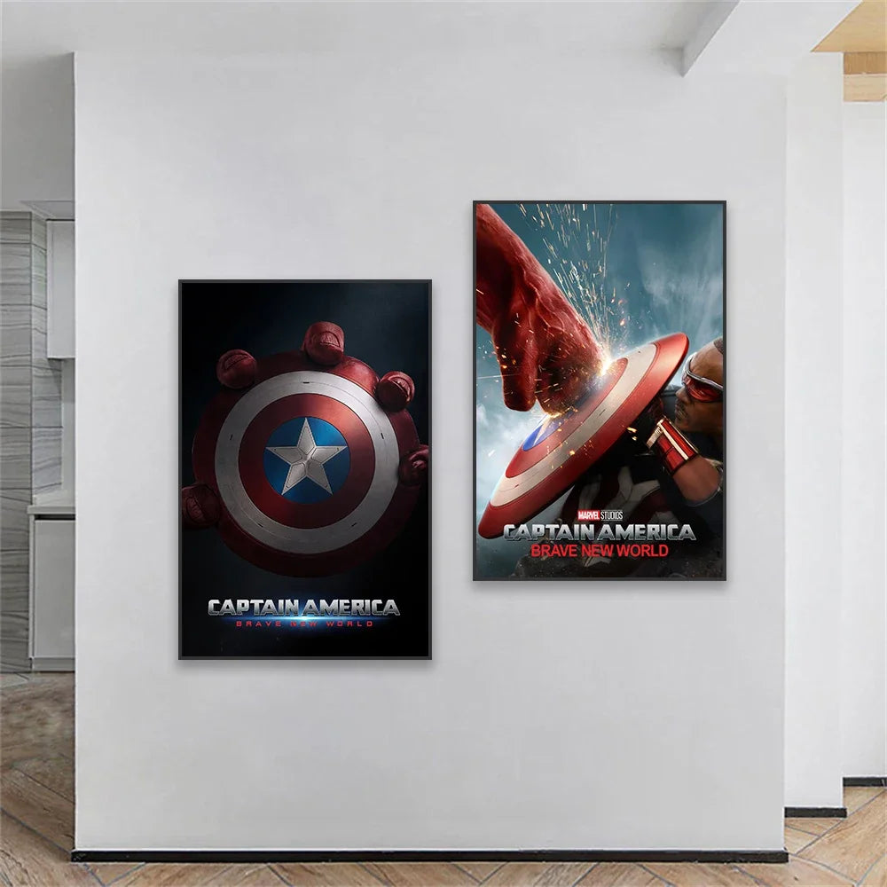 Captain America Poster Superhero Wall Art Brave New World Movie Print Modern Canvas Painting Home Bedroom Wall Decor Peaceful Pleasures Health and Wellness