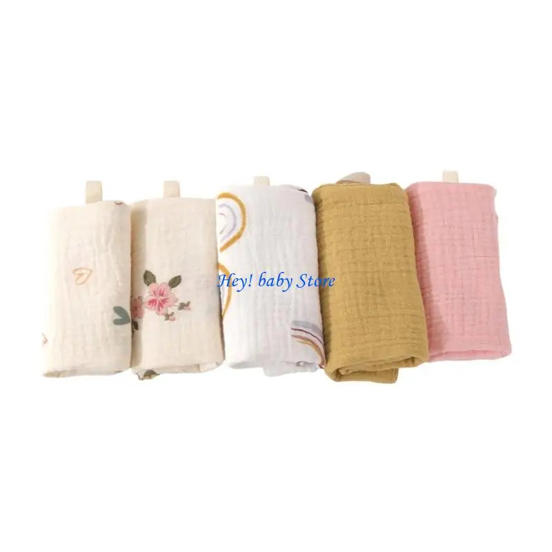 4-Layer Cotton Burp Cloths for Newborns – 5-Pack Washcloths
