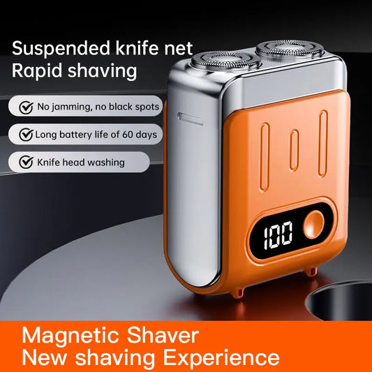 Mini Dual Blade Rotary Electric Shaver | Digital Display & Fast Charge Electric Rotary Shaver Peaceful Pleasures Health and Wellness