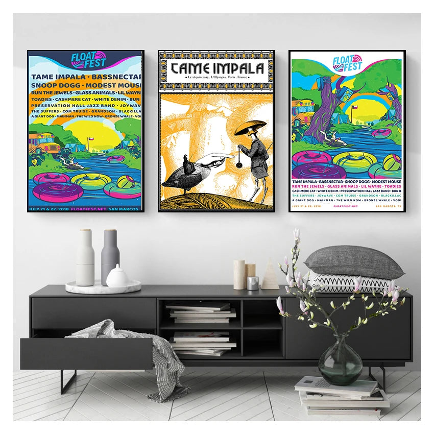 And Prints Rock Music Band Tour Art Canvas Painting Wall Pictures For Living Room Home Decor New Tame Impala Psychedelic Poster Peaceful Pleasures Health and Wellness
