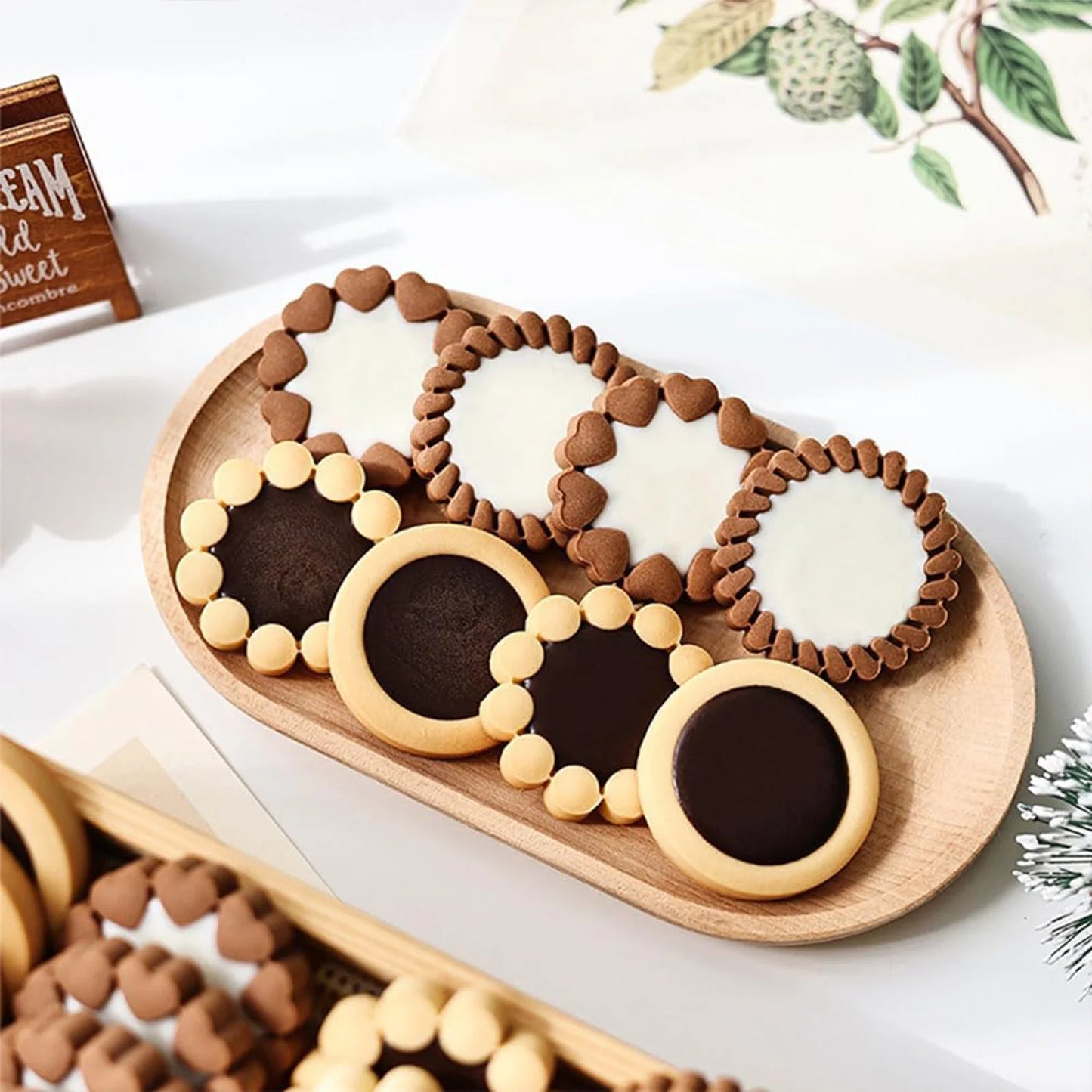 DIY Jam Chocolate Biscuit Mold Christmas Plastic Pressable Fondant Cookie Stamp Suitable for Spread Joy and Sweetness Peaceful Pleasures Health and Wellness
