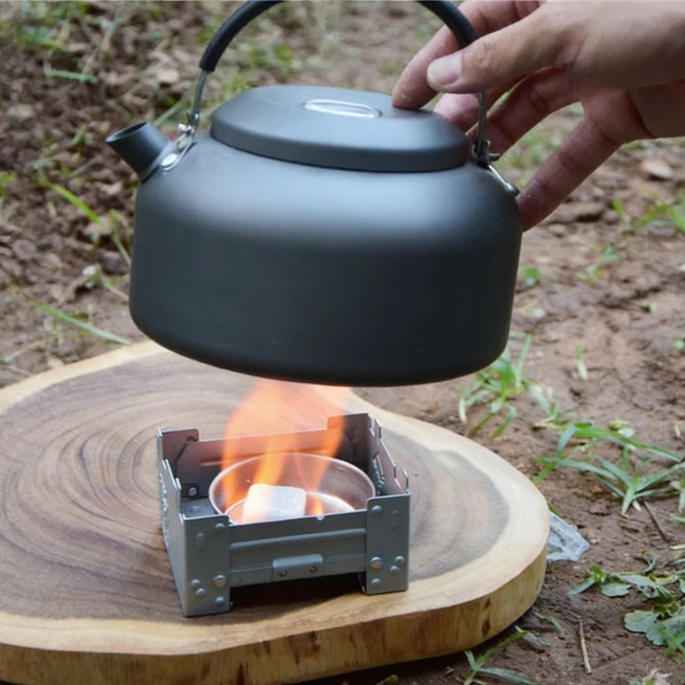 Camping set Alcohol Stove Portable Backpacking Including tableware, compass for Hiking Travel Outdoor Burner BBQ Cooking Picnic Peaceful Pleasures Health and Wellness