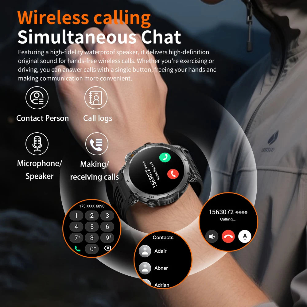 Wonlex GPS Smart Watch AMOLED Bluetooth Call Heart Rate 100+ Sports