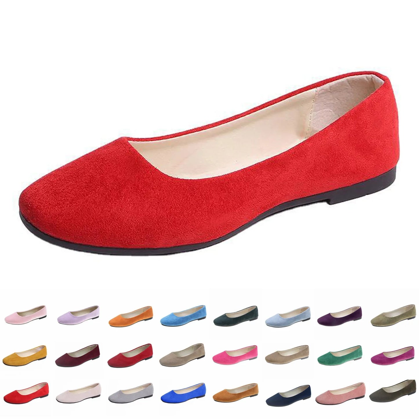 Women's Suede Ballet Flats – Slip-On Ballerina Casual Shoes