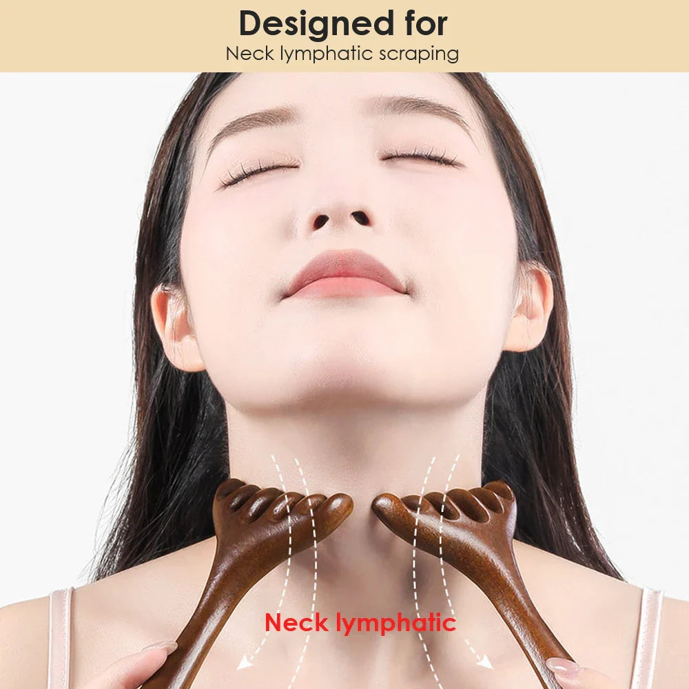Sandalwood 6-Claw Head Massage Comb | Gua Sha Scalp Tool