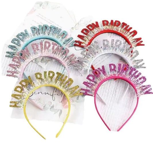 Glitter Happy Birthday Sequin Headband – Party Hair Accessory Party Headband Oasis Select