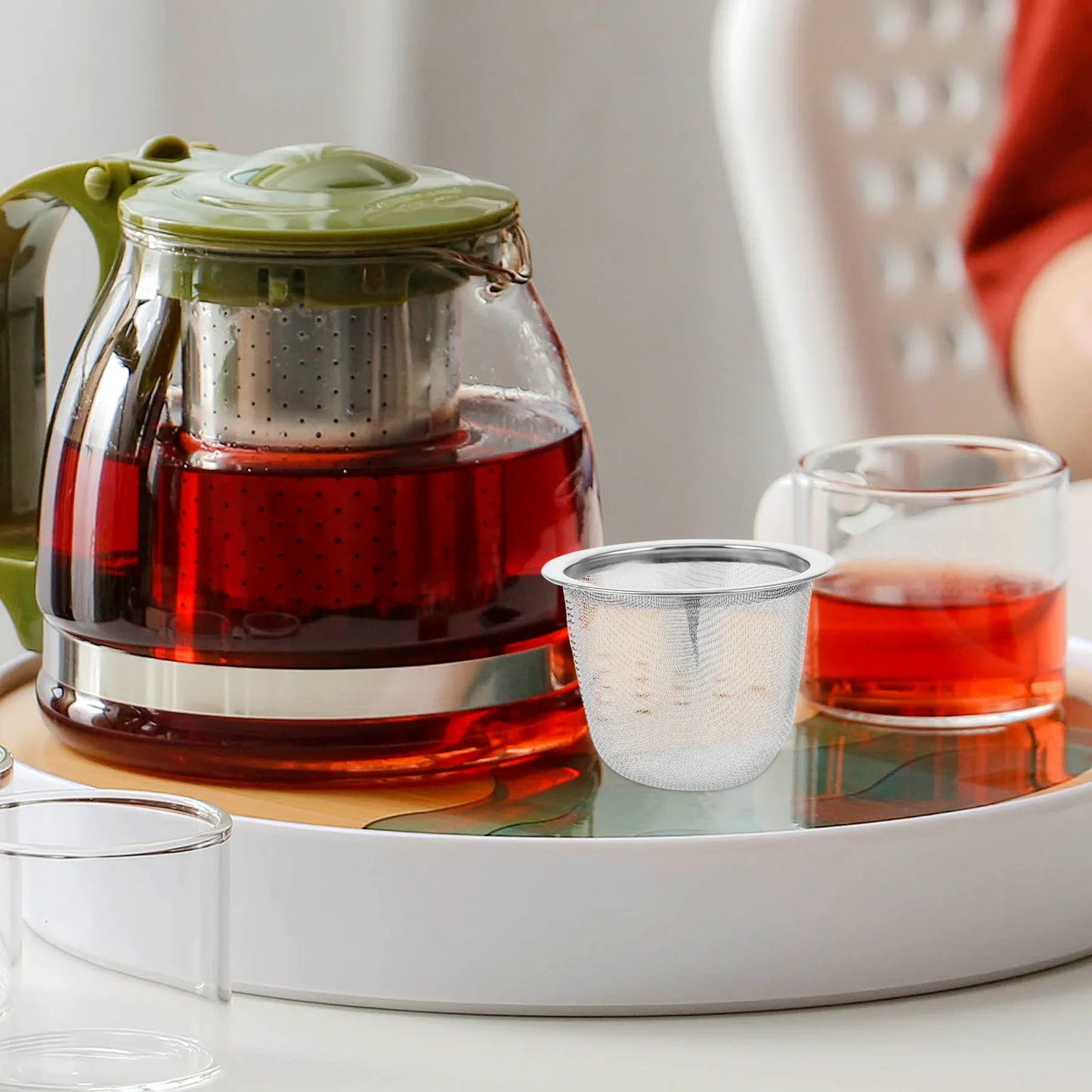 2Pcs Stainless Steel Tea Infuser Strainer Reusable Mesh Filter for Teapot Kettle Cup Home Tea Room Restaurant Daily Use Peaceful Pleasures Health and Wellness Default Title