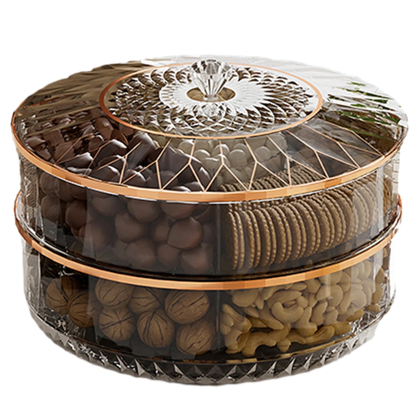 Household Tea Table Fruit Tray Rotatable Stackable Fruit Dispensing Box Dry Fruit Tray Fruit Dish Candys Container Storage Peaceful Pleasures Health and Wellness Gray Double