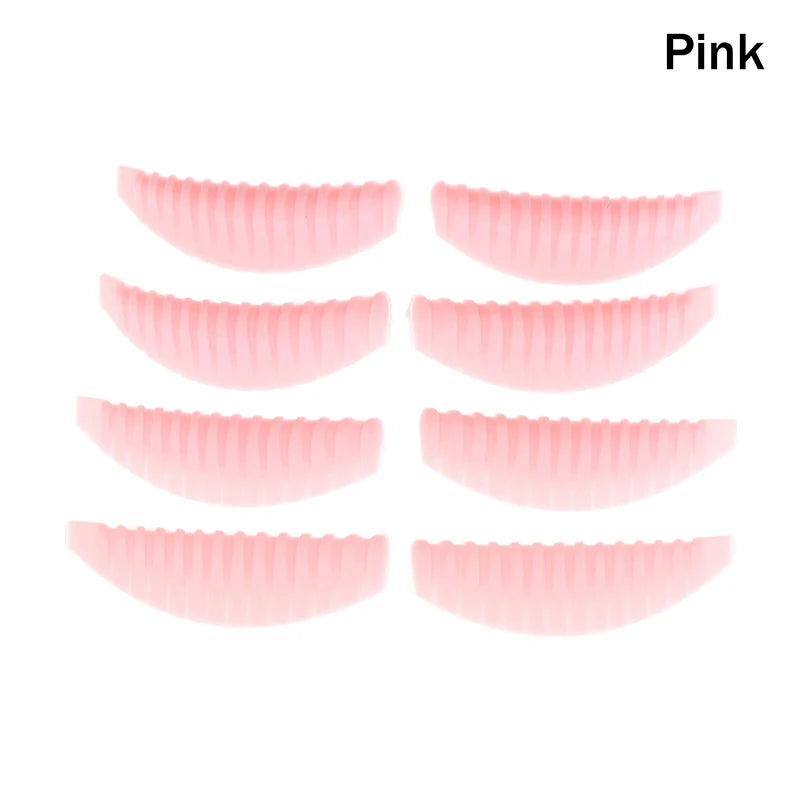 4Pairs Reusable Eyelash Lifting Pad Silicone Lamination Pad Vertical Stripe Perm Rods 3D Lashes Extension Curler Makeup Tool Peaceful Pleasures Health and Wellness Pink