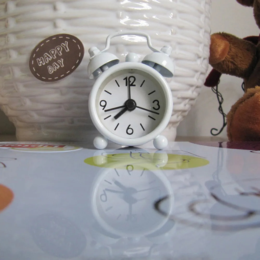 Retro Mini Double Bell Alarm Clock – Metal Desk & Travel