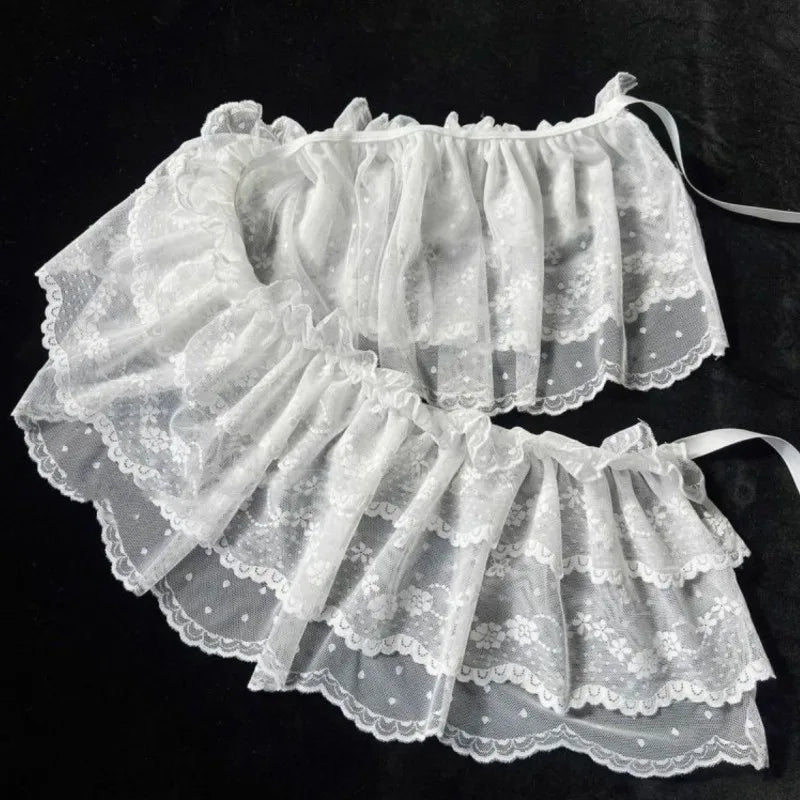 White Lace Peplum Mini Skirt | Y2K Korean Layered Ruffle