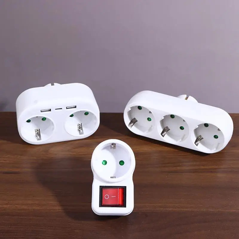 16A Plug Adapter Travel Charging German Standard Power Converter For Portugal Turkey 1 To 3 Plug EU Socket Adapter With Switch Peaceful Pleasures Health and Wellness
