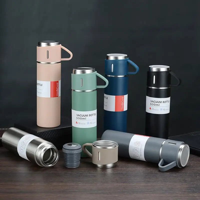 One Cup Three Lid Thermos Cup Set 304 Stainless Steel Handle Lid Gift Cup Men's And Women's Portable Gift Box Set Peaceful Pleasures Health and Wellness