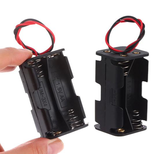 High Quality AA Battery Holder 6V For 4*AA Batteries Black Plastic Storage Box AA Battery Case Dual Layers With Wire Lead Peaceful Pleasures Health and Wellness