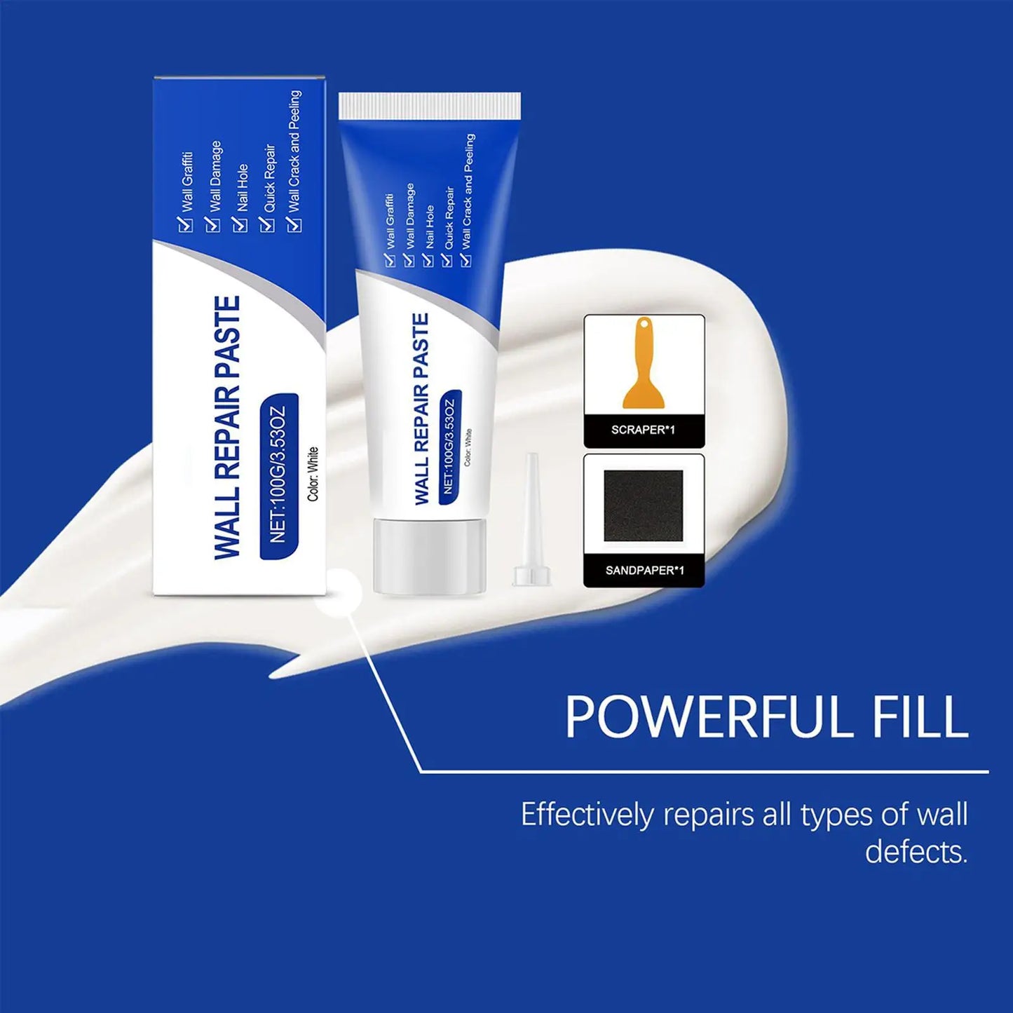 Drywall Repair Kit – Quick-Dry Crack Filling Paste & Scraper