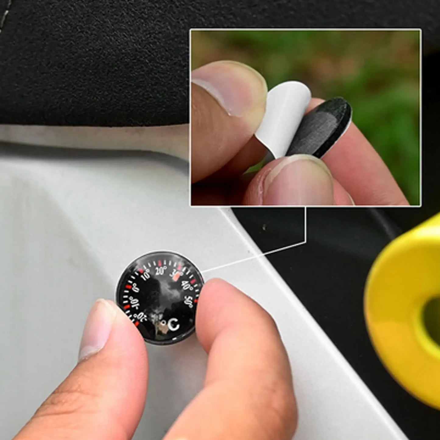 Mini Circular Car Thermometer | Battery-Free Mechanical Dial