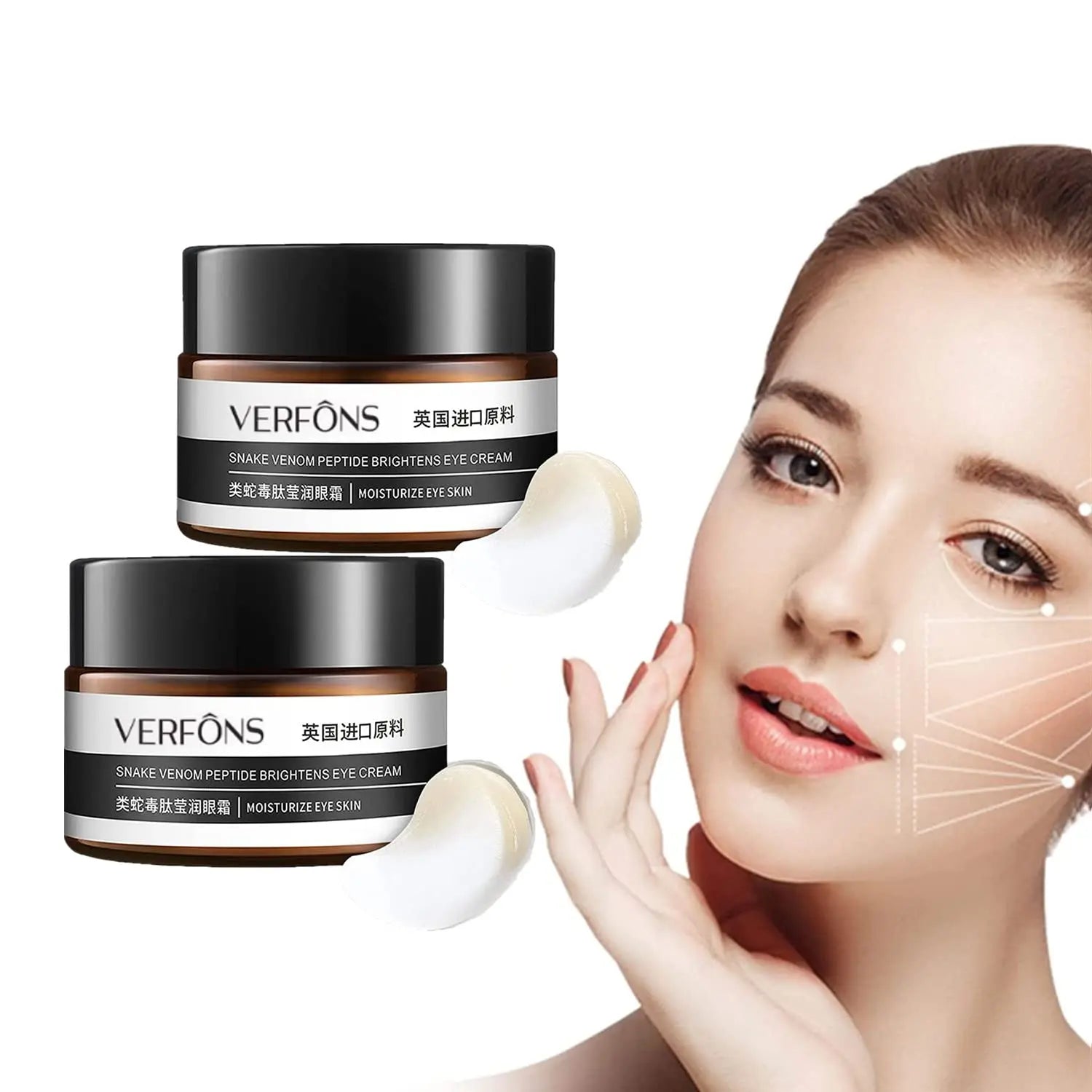 2Pcs Verfons 30G Snake Venom Peptide Eye Cream Smoothes Fine Lines And Dark Eye Cream Instant Removal Of Eye Bags Cream Peaceful Pleasures Health and Wellness