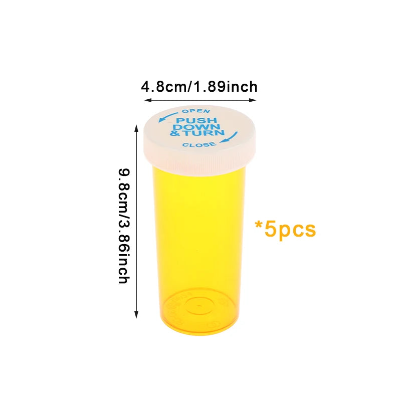 5Pcs Plastic Medicine Pill Bottles With Child Resistant Caps Medicine Containers Travel Pill Vials - 6/8/13/16/20/30/40/60 Dram Peaceful Pleasures Health and Wellness A6