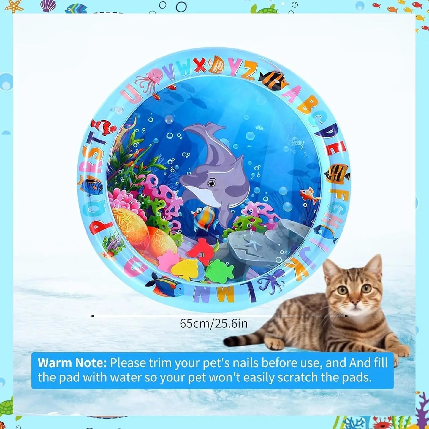 Pet Water Sensory Play Mat | Scratch-Resistant Cooling Pad for Cats & Dogs