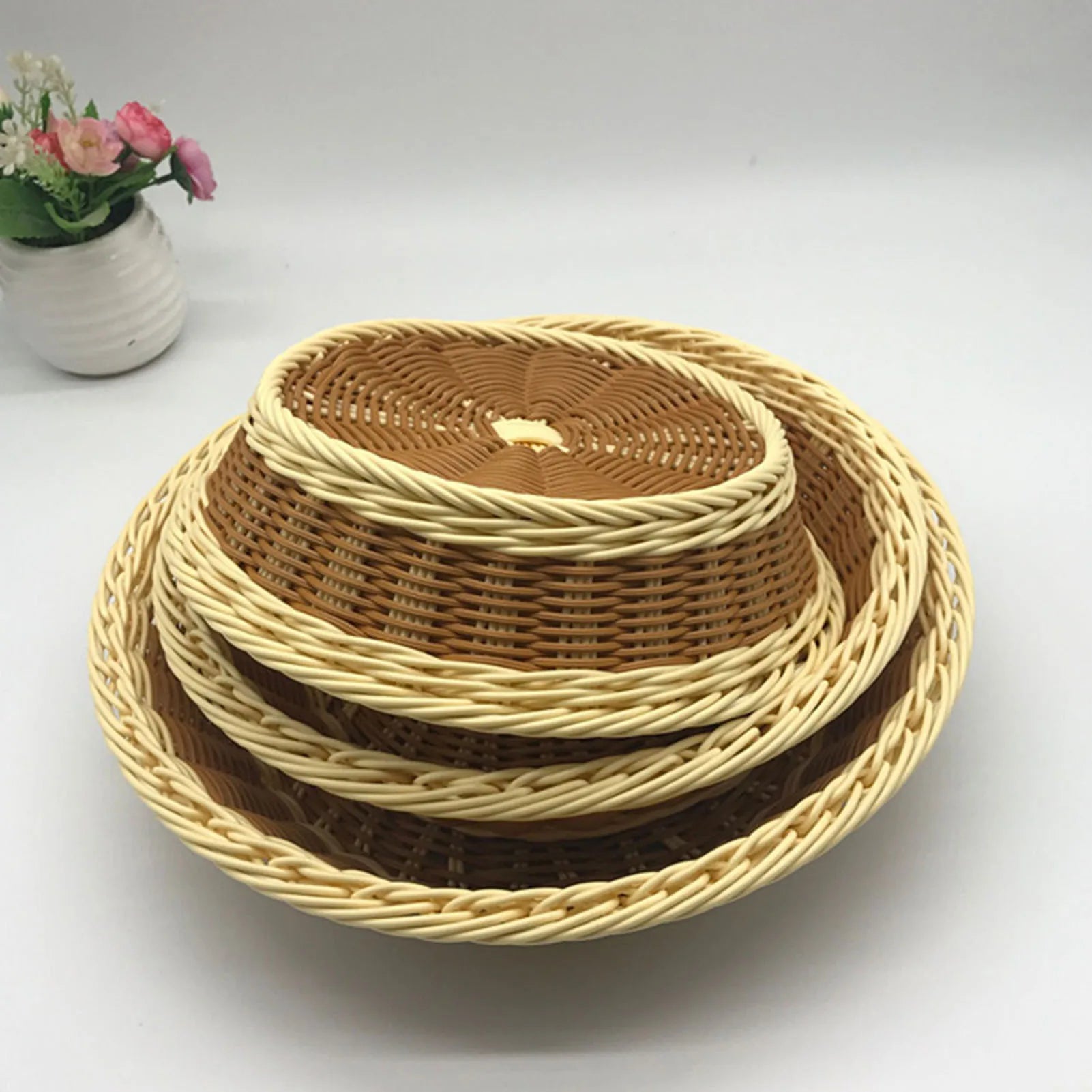 Home Kitchen Food Basket Multipurpose Woven Bread Baskets for Kitchen Dining Room Supplies Peaceful Pleasures Health and Wellness