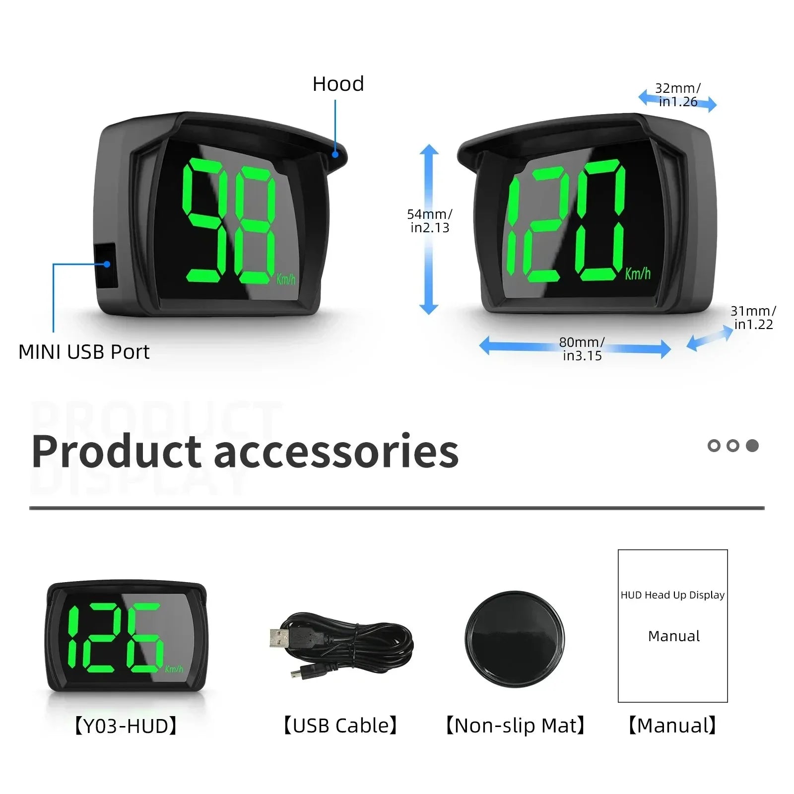 Y03 Professional GPS Speedometer HUD Head-Up Display Digital Car Speed Projection Large Font KM/H Meter Easy Plug and Play Peaceful Pleasures Health and Wellness