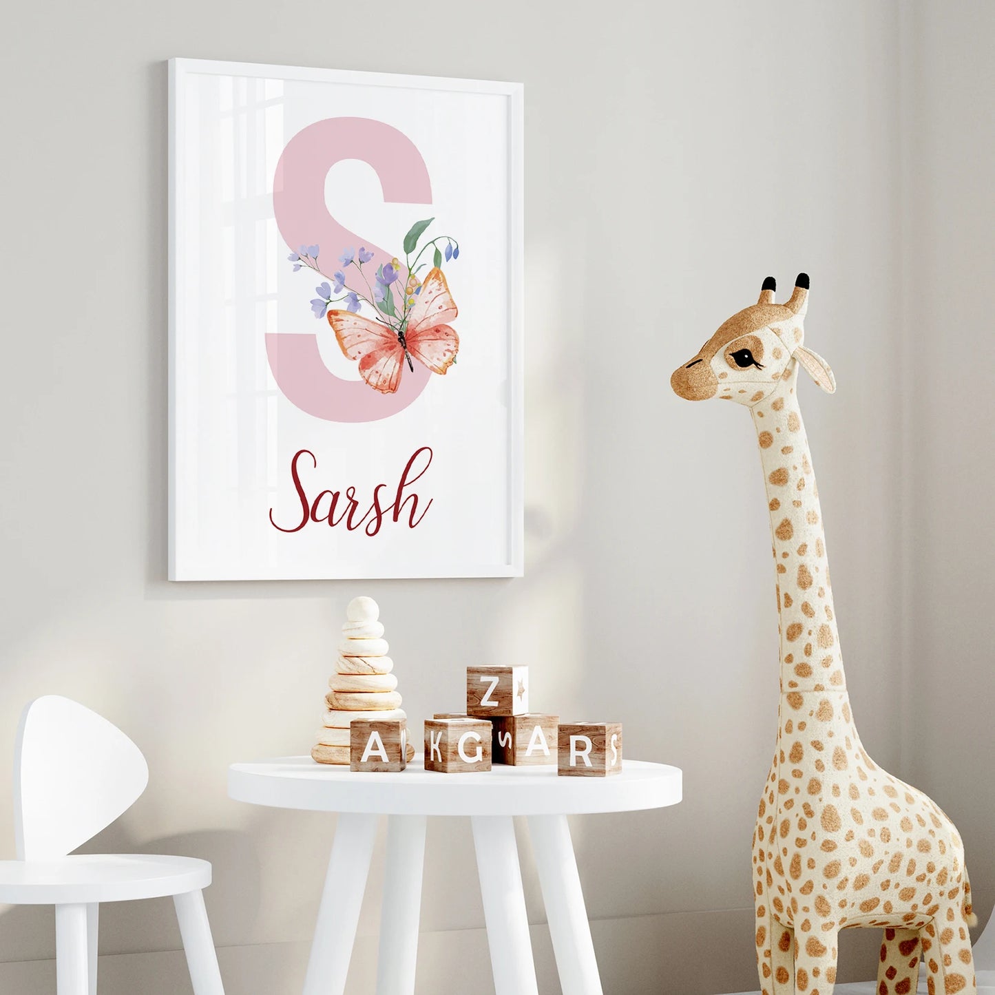 3-Piece Personalized Name Flower Butterfly Canvas Wall Art