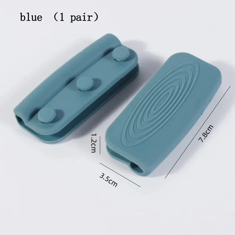 2/8 Silicone Pan Handle Cover Heat Insulation Covers Pot Ear Clip Non-slip Steamer Casserole Pan Handle Holder Kitchen Tools Peaceful Pleasures Health and Wellness blue 1pair
