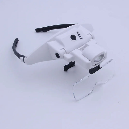 Head Mounted Cool and Warm Led Light with Usb Charging and 6 Different Magnifications for Repairing Magnifying Glass Peaceful Pleasures Health and Wellness WHITE