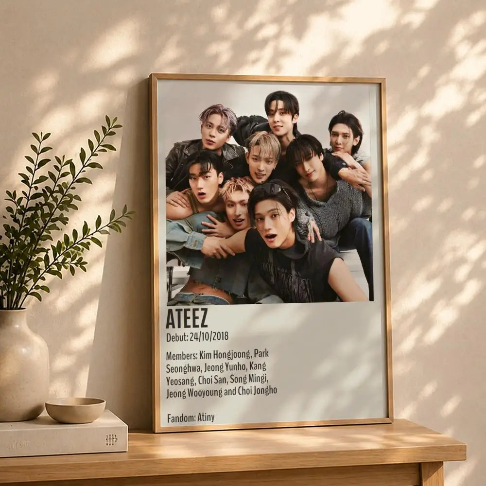 ATEEZ Kpop HD Self-Adhesive Waterproof Wall Art Poster Kpop Wall Poster Peaceful Pleasures Health and Wellness White11 15X20cmNoframe