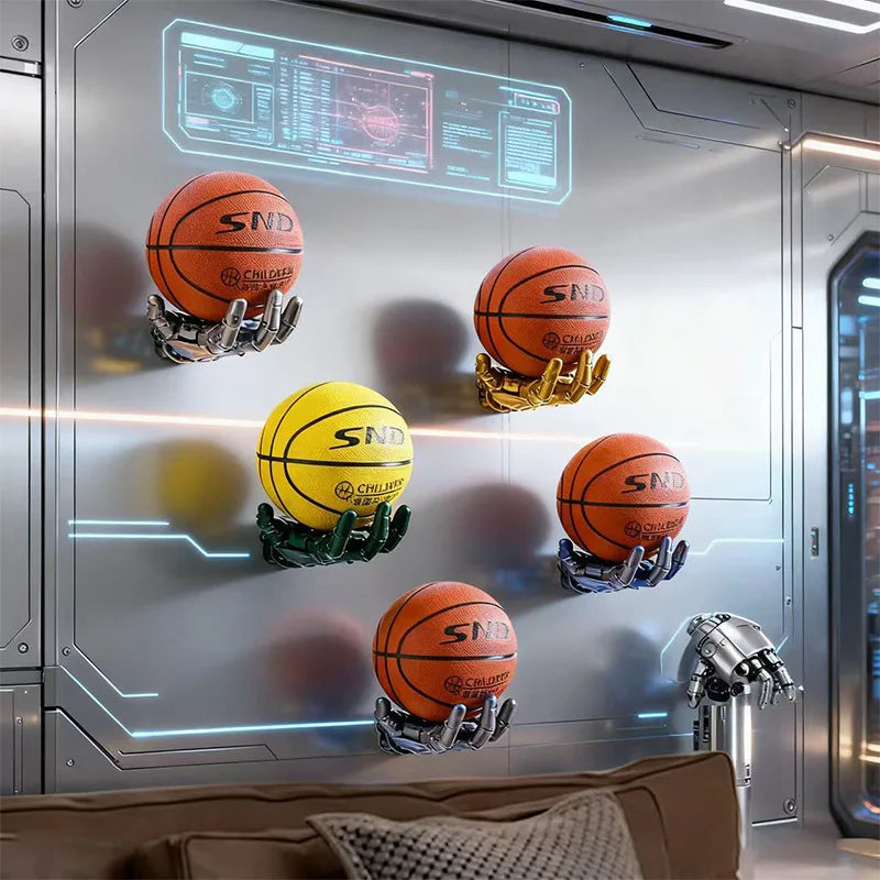 Hot Robotic Arm Basketball Rack Wall Mounted Basketball and Football Storage Rack Home Living Room Decoration Ornaments Peaceful Pleasures Health and Wellness