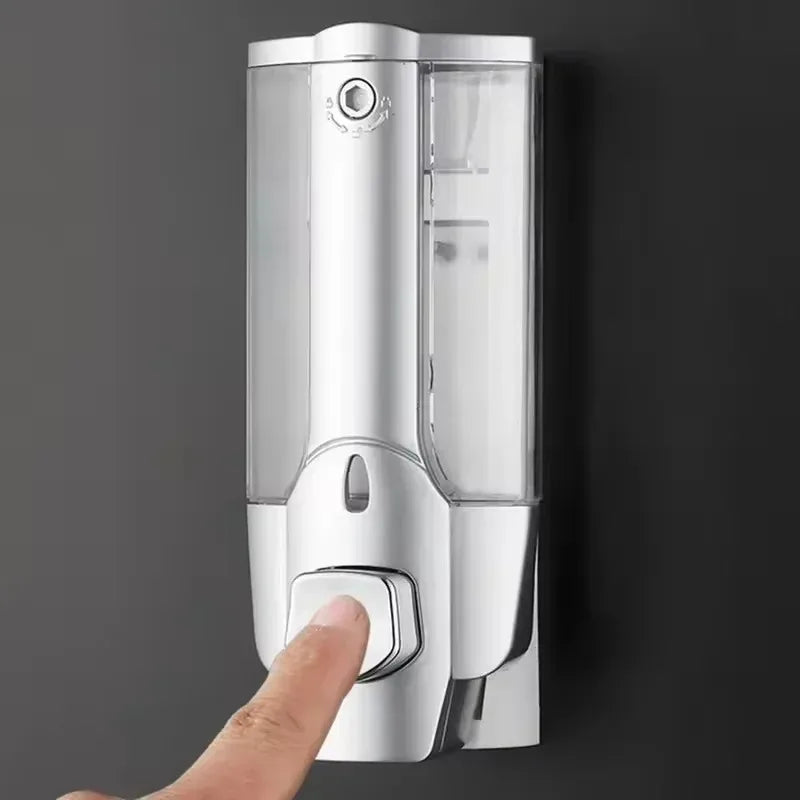 350ml Drill-Free Wall Mounted Liquid Soap Shampoo Dispenser Bathroom Shower Hotel Washroom Essentials Peaceful Pleasures Health and Wellness