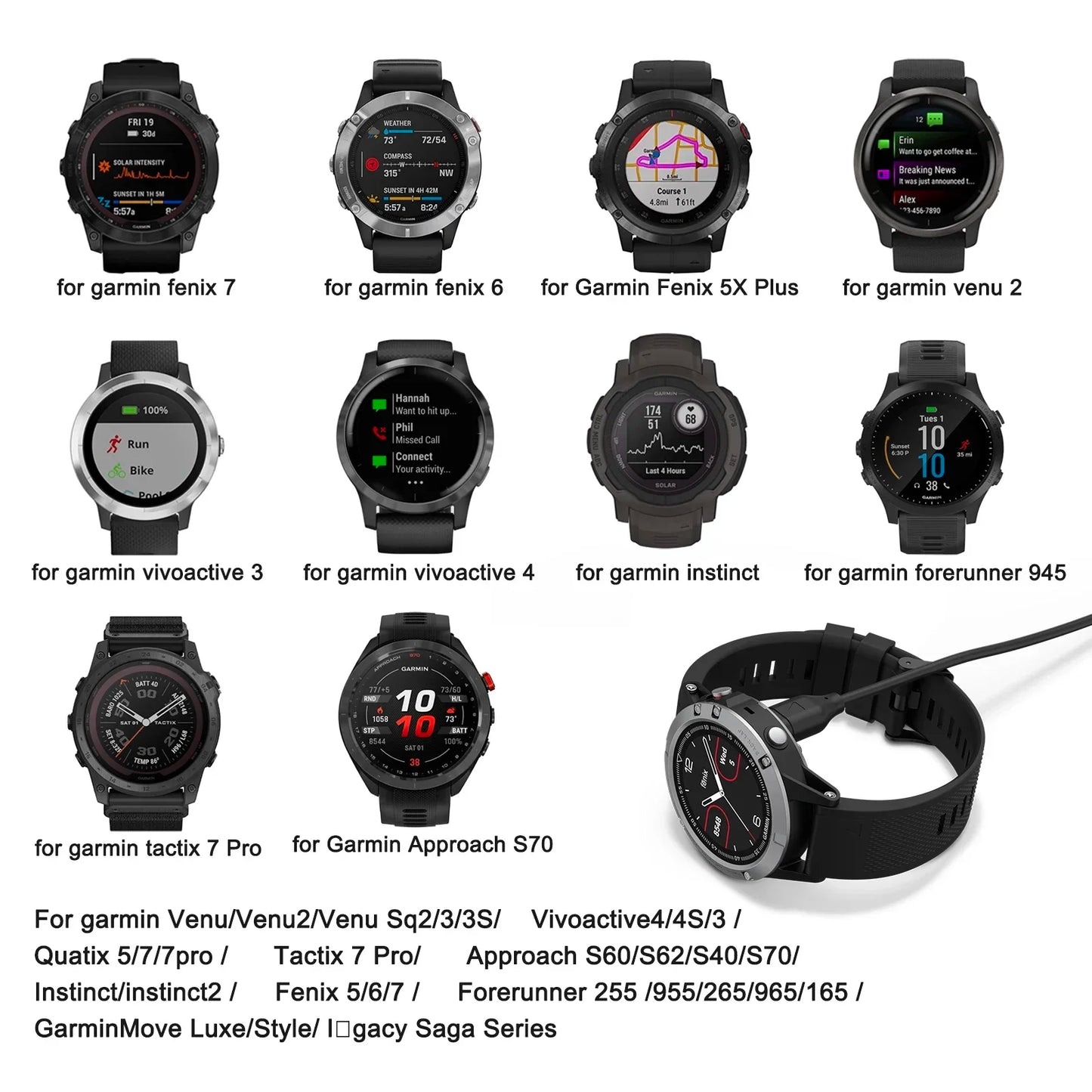 Garmin Watch Charger Cable – Fenix, Venu, Forerunner & More Peaceful Pleasures Health and Wellness