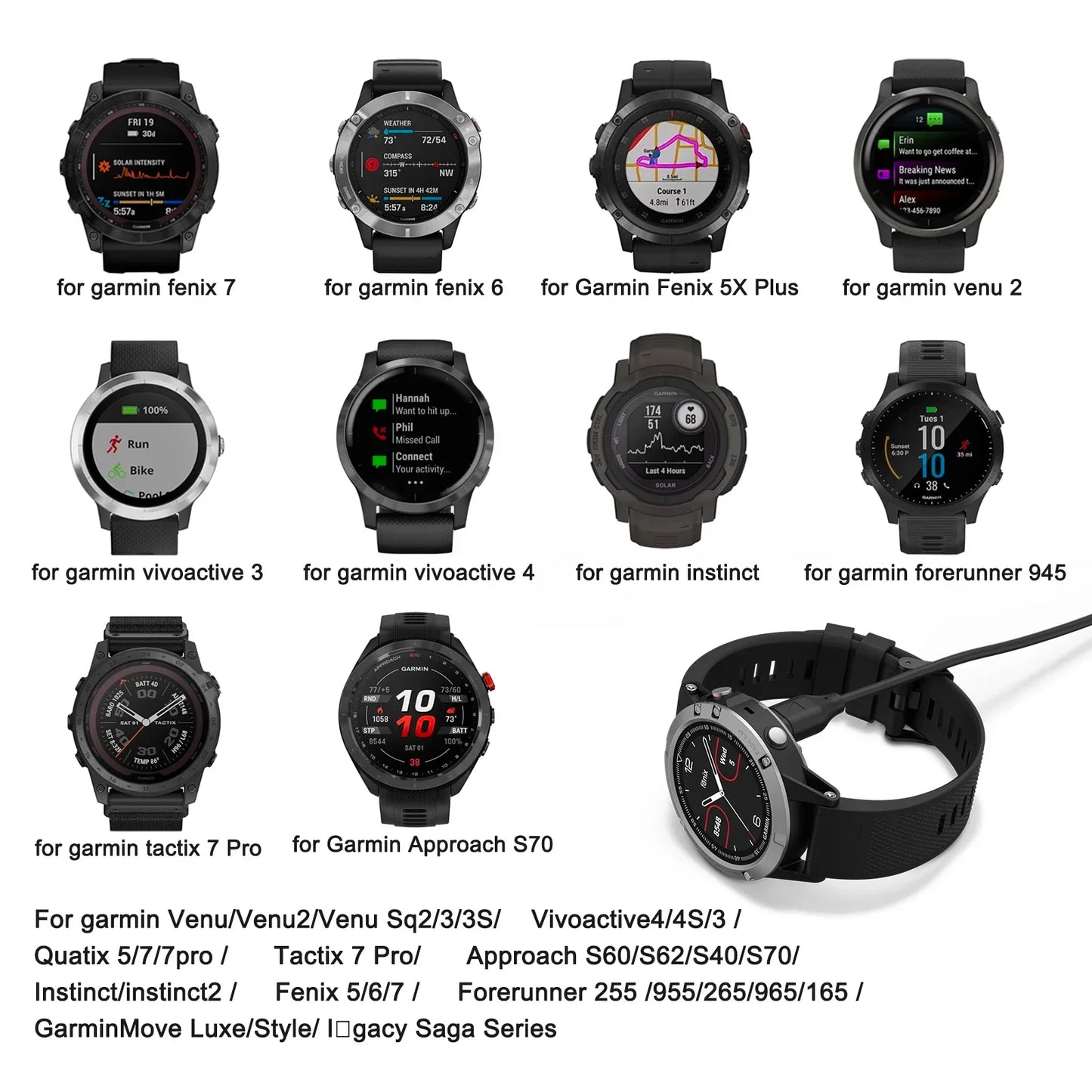Garmin Watch Charger Cable – Venu, Fenix, Forerunner & More