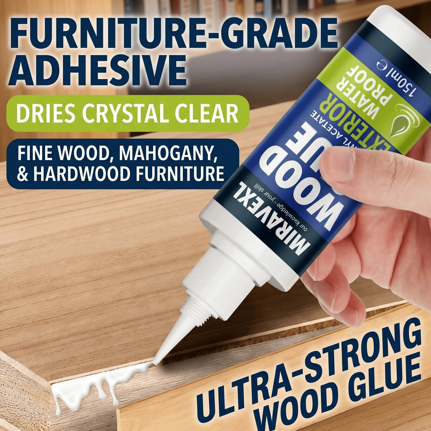 Fast Dry Wood Glue Strong Adhesive Heavy Duty Woodworking Furniture Repair DIY Crafts with Free Brush and Disposable Gloves Peaceful Pleasures Health and Wellness
