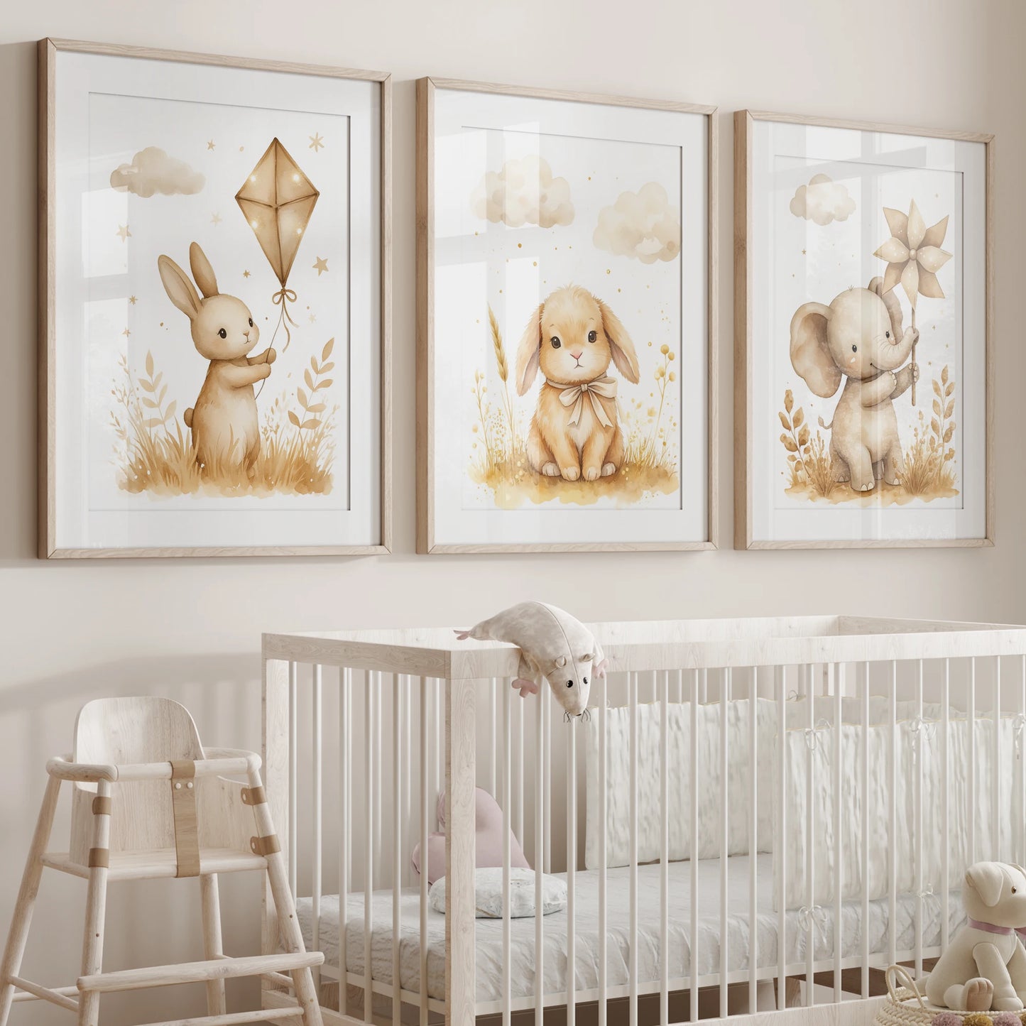 3-Piece Cartoon Animals Canvas Wall Art | Kids Room Decor