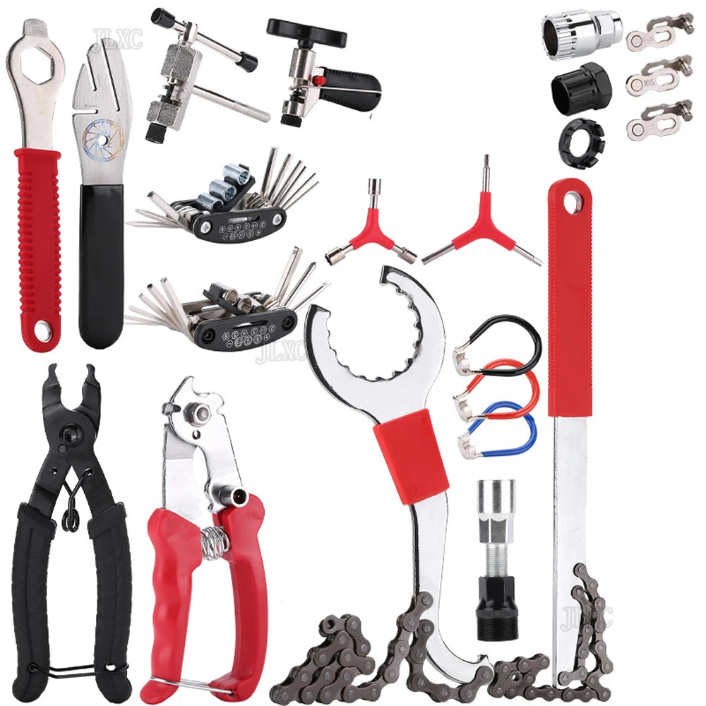 Bicycle Repair Tool Kits Chain Breaker Crank Puller hexagonal wrench spoke wrench bracket disc bike Removal Repair tool Peaceful Pleasures Health and Wellness