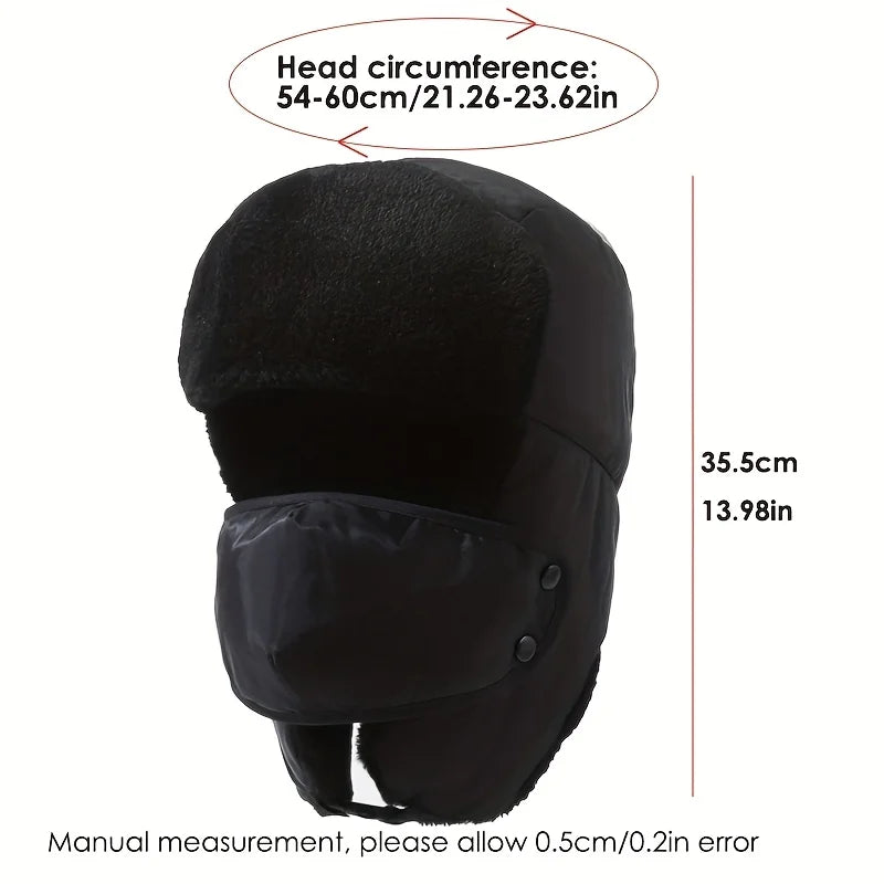1 Set Men's Winter Pilot Hat with Windproof Mask, Warm Thick Plush Bomber Hat Unisex Peaceful Pleasures Health and Wellness