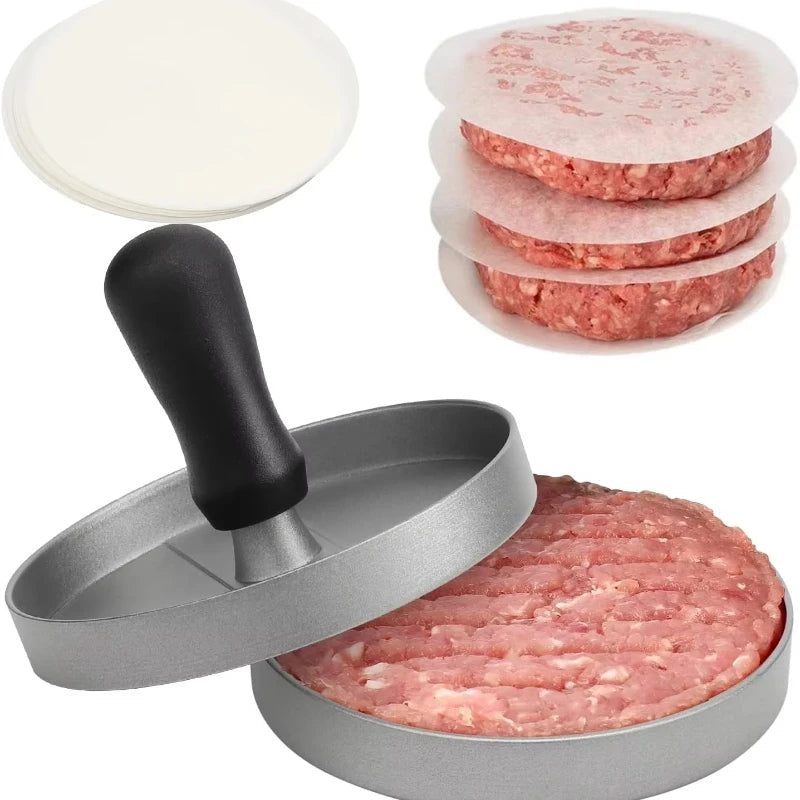 Burger Press Non-Stick Hamburger Patty Maker Aluminum Maker for Kitchen BBQ Grill Hamburger Press Cooking Tool Wax Paper Peaceful Pleasures Health and Wellness