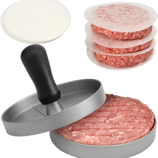 Burger Press Non-Stick Hamburger Patty Maker Aluminum Maker for Kitchen BBQ Grill Hamburger Press Cooking Tool Wax Paper Peaceful Pleasures Health and Wellness