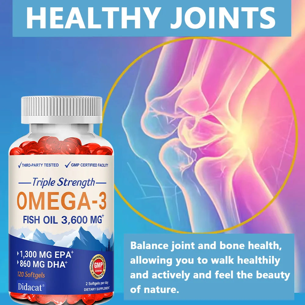 Omega 3 Fish Oil Capsules | High EPA & DHA | Brain Heart Joint