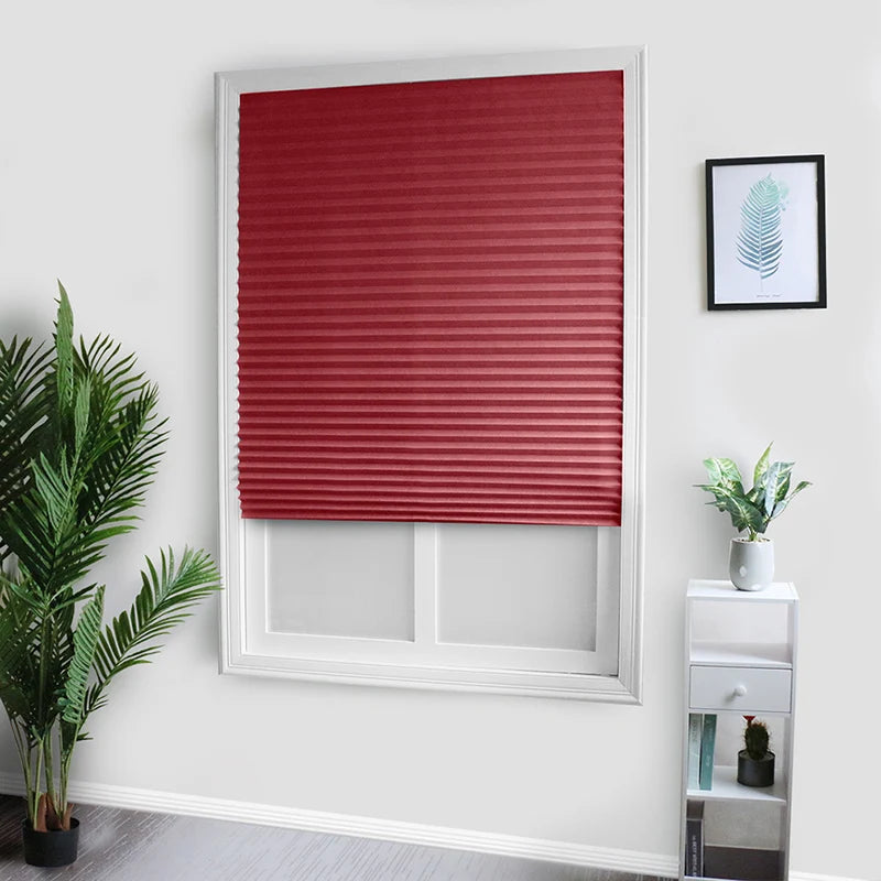 Self-Adhesive Blinds Semi-Blind Window Curtains Bathroom Kitchen Balcony Office Blinds Pleated Curtains Peaceful Pleasures Health and Wellness Red 90x150cm