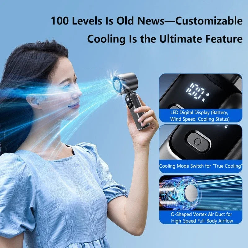 Lenovo Portable Handheld Cooling Fan 100-Speed Powerful Wind Ultra-Quiet Hanging Foldable 90° Adjustable for Office Outdoor Peaceful Pleasures Health and Wellness