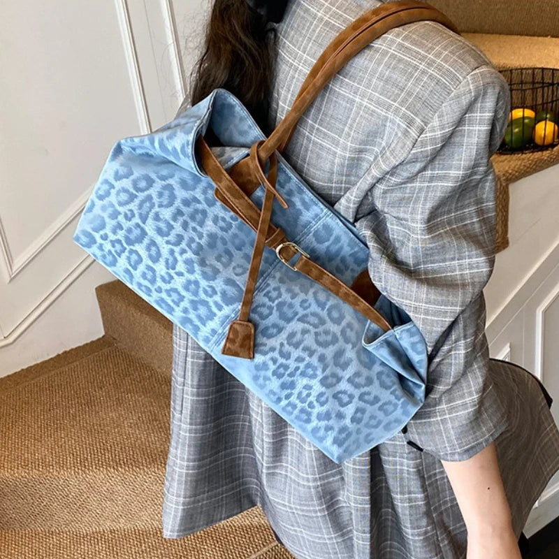 Leopard Print Tote Bags Women Autumn Winter Fashion Versatile Handbag Premium Shoulder Underarm Bags Casual Daily Commute Purse Peaceful Pleasures Health and Wellness