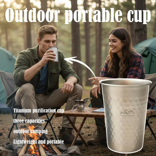 350/500/600ml Portable Outdoor Coffee Tea Mug Ultralight Pure Titanium Camping Cup Picnic Beer Juice Cup Camping Tableware Peaceful Pleasures Health and Wellness